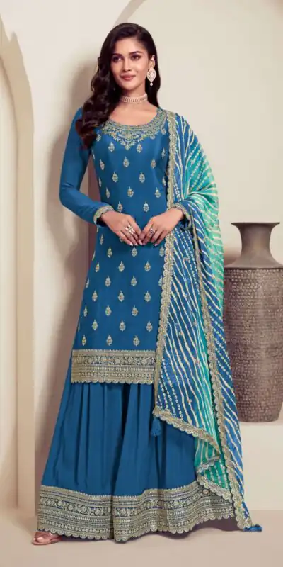 FC 72961 Blue Viscous Chinon Salwar Suit with Lace Work & Embroidery Work. Exclusive Offer ₹2549. Delivery 4-6 Working Days. Shop now. | Jump Suits, Straight Suits, Casual Suits, Creative suits, Designer Suits, Palazzo Suits, Party Wear Suits, Patiala Suits, Salwar suit