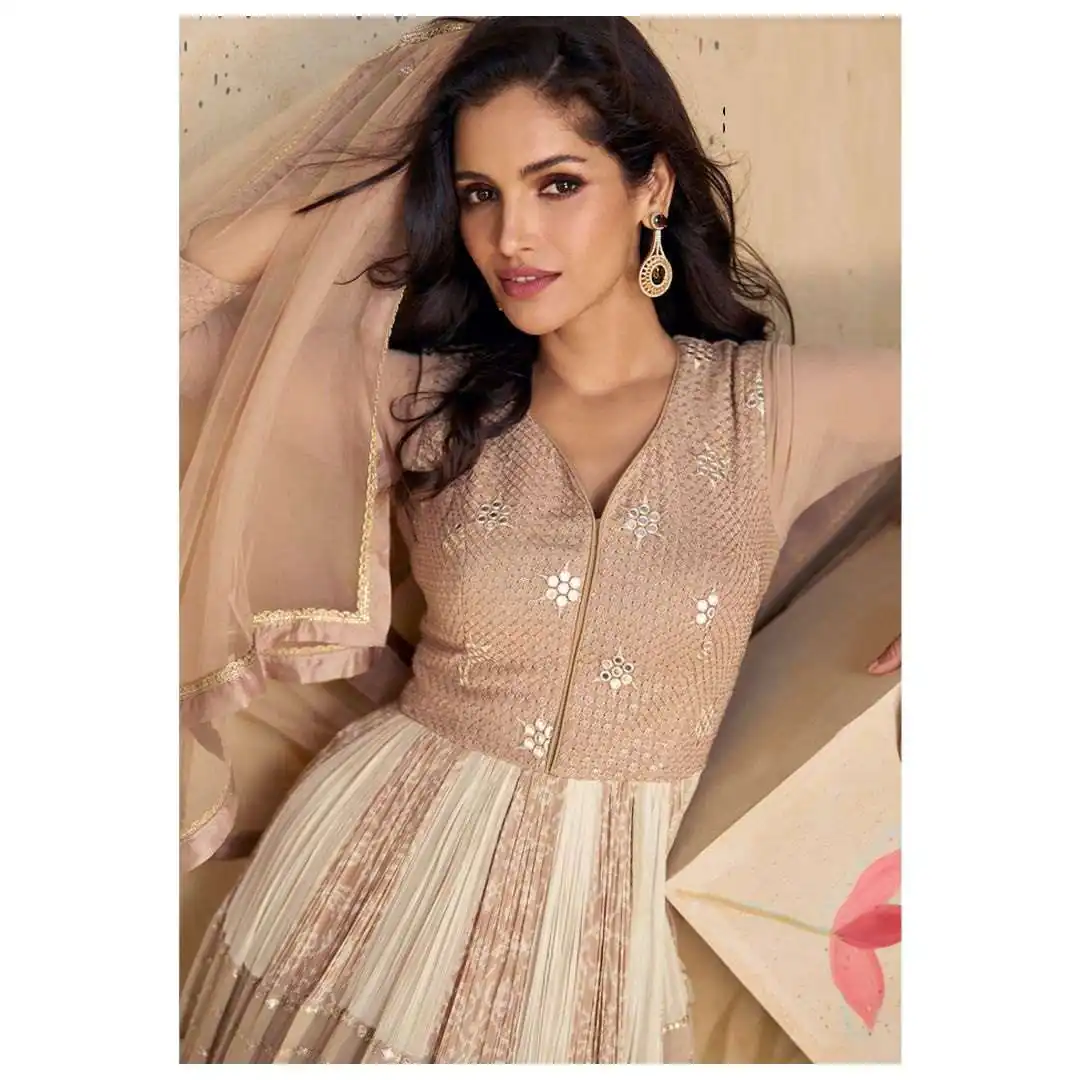 FC 5502 Cream Color Dual Tone Star Georgette Salwar Suit with Embroidery Work. Affordable Price ₹2649. Delivery 4-6 Working Days. Shop now. | Jump Suits, Straight Suits, Casual Suits, Creative suits, Designer Suits, Palazzo Suits, Party Wear Suits, Patiala Suits, Salwar suit