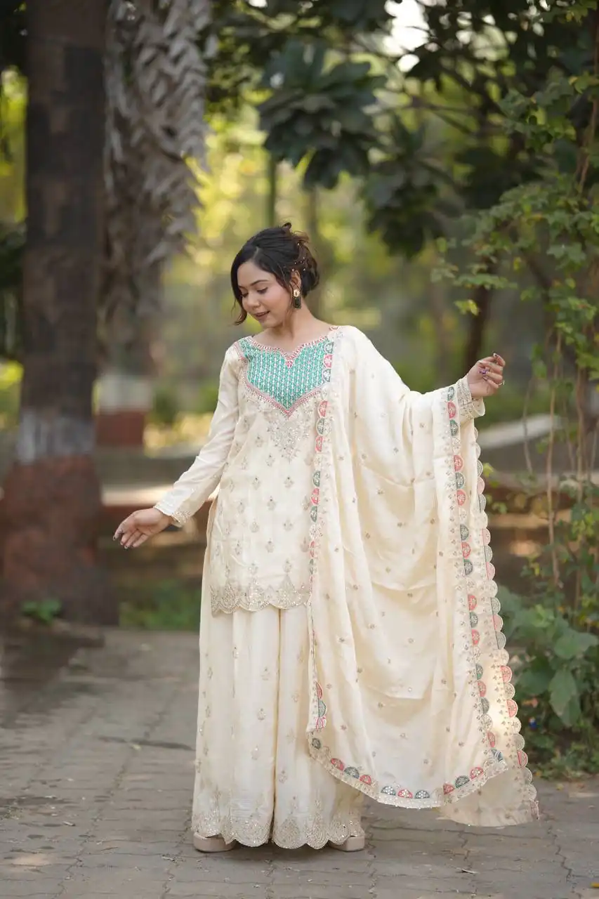 WW G 6000 Off White Viscous Chinon Salwar Suit with Lace Work & Embroidery Work. Exclusive Offer ₹2499. Delivery 4-6 Working Days. Shop now. | Jump Suits, Straight Suits, Casual Suits, Creative suits, Designer Suits, Palazzo Suits, Party Wear Suits, Patiala Suits, Salwar suit