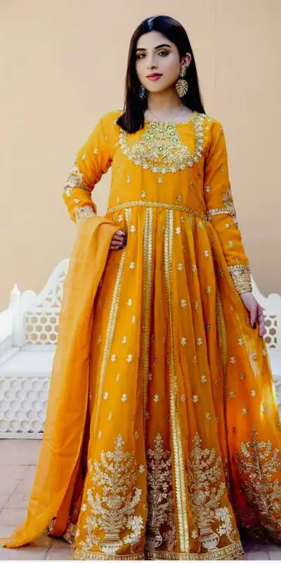 WW 1206 Yellow Color Fox Blooming Georgette Gown with Lace Work. Affordable Price ₹2399. Delivery 4-6 Working Days. Shop now. | Bollywood Gowns, Creative Gowns, Designer Gowns, Embroidered Gowns, Gowns, Party Wear Gowns