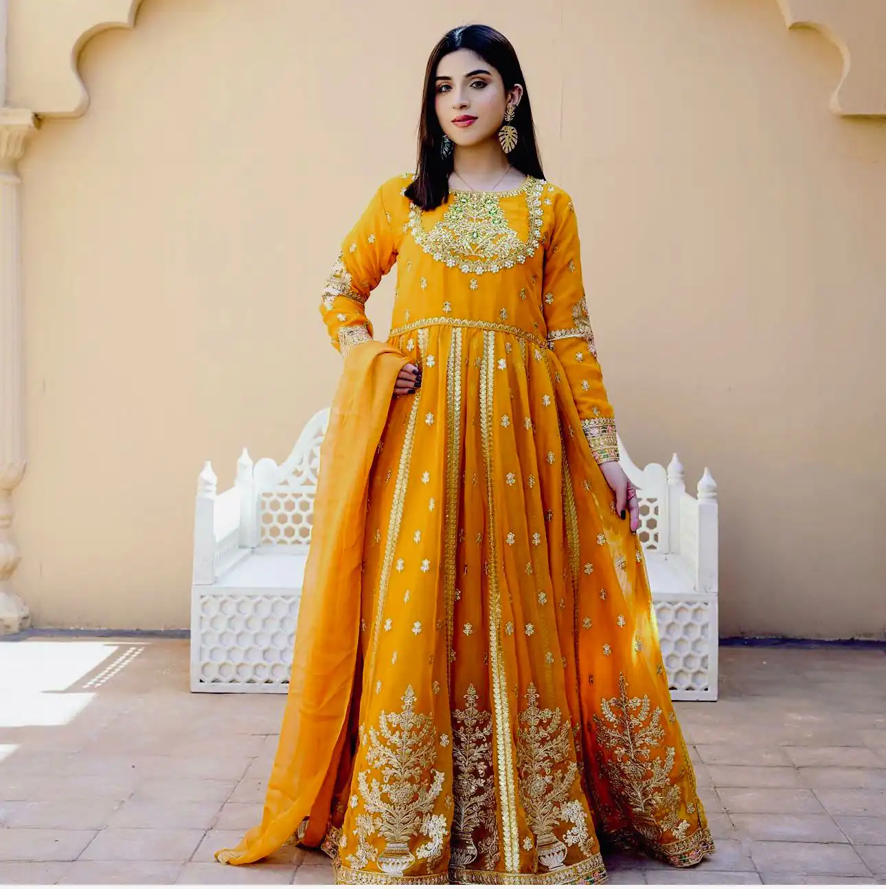 WW 1206 Yellow Color Fox Blooming Georgette Gown with Lace Work. Affordable Price ₹2399. Delivery 4-6 Working Days. Shop now. | Bollywood Gowns, Creative Gowns, Designer Gowns, Embroidered Gowns, Gowns, Party Wear Gowns
