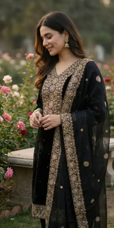 JF 040 Black Fendy Silk Salwar Suitwith Embroidery Work & Lace Work. Now at just ₹2049. Delivery 4-6 Working Days. Shop now. | Jump Suits, Straight Suits, Casual Suits, Creative suits, Designer Suits, Palazzo Suits, Party Wear Suits, Patiala Suits, Salwar suit