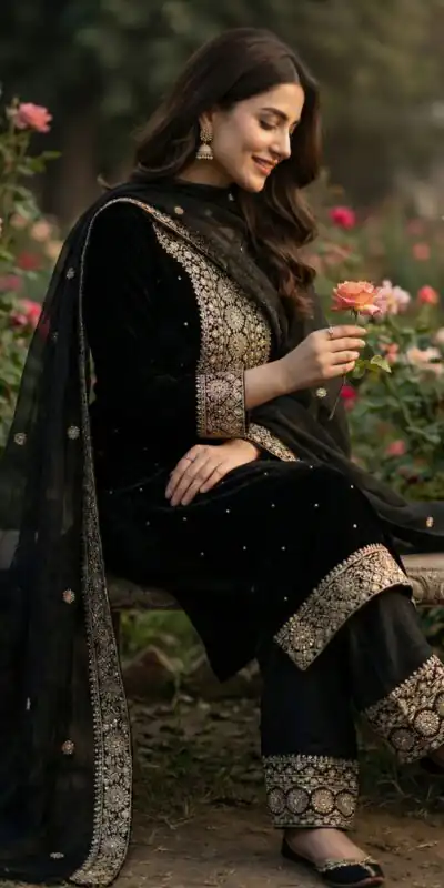 JF 040 Black Fendy Silk Salwar Suitwith Embroidery Work & Lace Work. Now at just ₹2049. Delivery 4-6 Working Days. Shop now. | Jump Suits, Straight Suits, Casual Suits, Creative suits, Designer Suits, Palazzo Suits, Party Wear Suits, Patiala Suits, Salwar suit