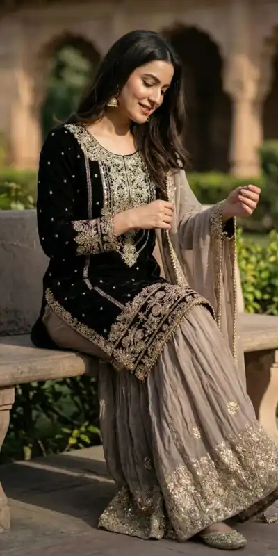 SR 1706 Black Faux Georgette Gown Perfect for Wedding, Party, Makar Sankranti, Karwa Chauth, Ethnic Day – . Now at just ₹1949. Delivery 4-6 Working D | Jump Suits, Straight Suits, Casual Suits, Creative suits, Designer Suits, Palazzo Suits, Party Wear Suits, Patiala Suits, Salwar suit