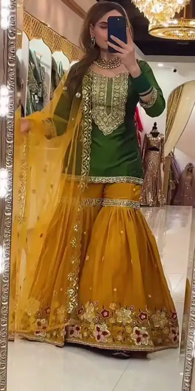 NF 1272 Green Faux Georgette Gown Perfect for Wedding, Party, Makar Sankranti, Karwa Chauth, Ethnic Day – . Now at just ₹2449. Delivery 4-6 Working D | Jump Suits, Straight Suits, Casual Suits, Creative suits, Designer Suits, Palazzo Suits, Party Wear Suits, Patiala Suits, Salwar suit