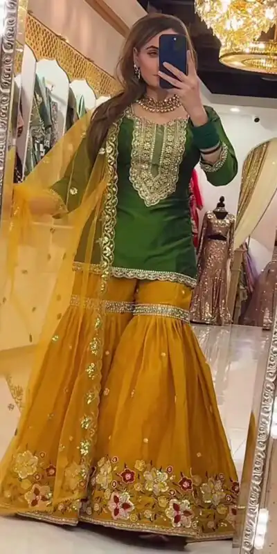 NF 1272 Green Faux Georgette Gown Perfect for Wedding, Party, Makar Sankranti, Karwa Chauth, Ethnic Day – . Now at just ₹2449. Delivery 4-6 Working D | Jump Suits, Straight Suits, Casual Suits, Creative suits, Designer Suits, Palazzo Suits, Party Wear Suits, Patiala Suits, Salwar suit