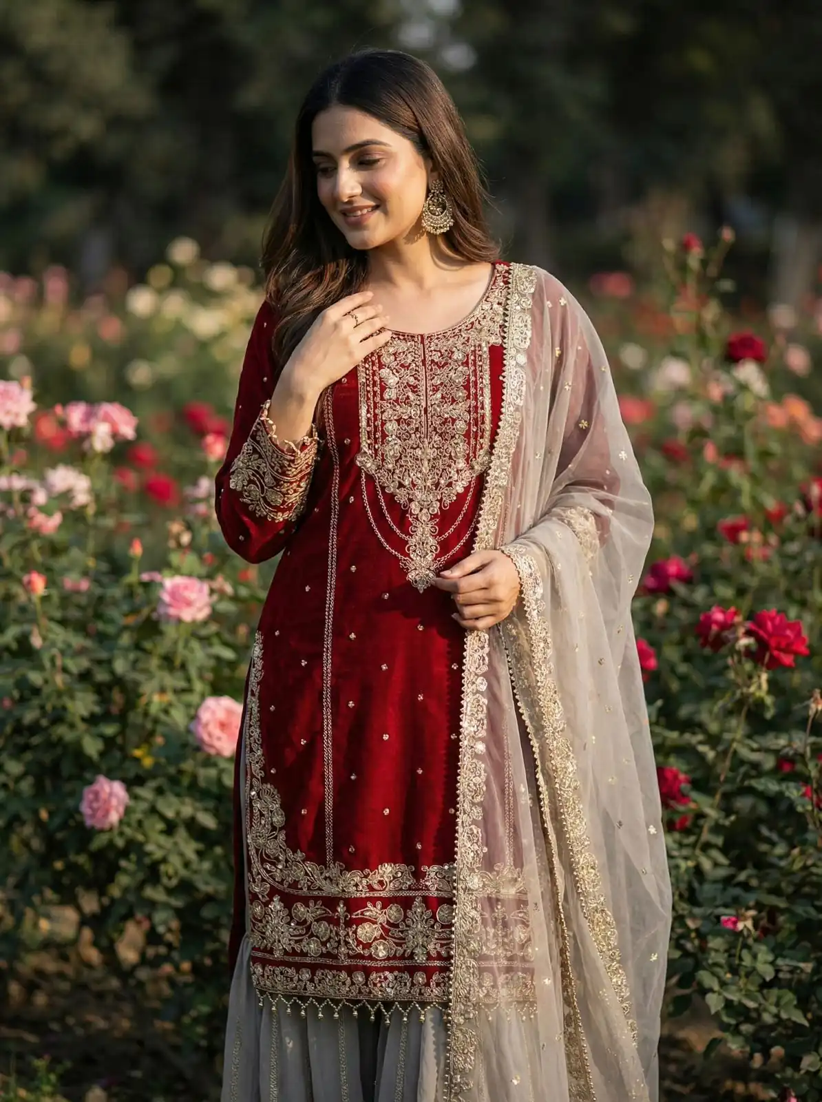 SR 1706 Maroon Faux Georgette Gown Perfect for Wedding, Party, Makar Sankranti, Karwa Chauth, Ethnic Day – . Now at just ₹1949. Delivery 4-6 Working D | Jump Suits, Straight Suits, Casual Suits, Creative suits, Designer Suits, Palazzo Suits, Party Wear Suits, Patiala Suits, Salwar suit
