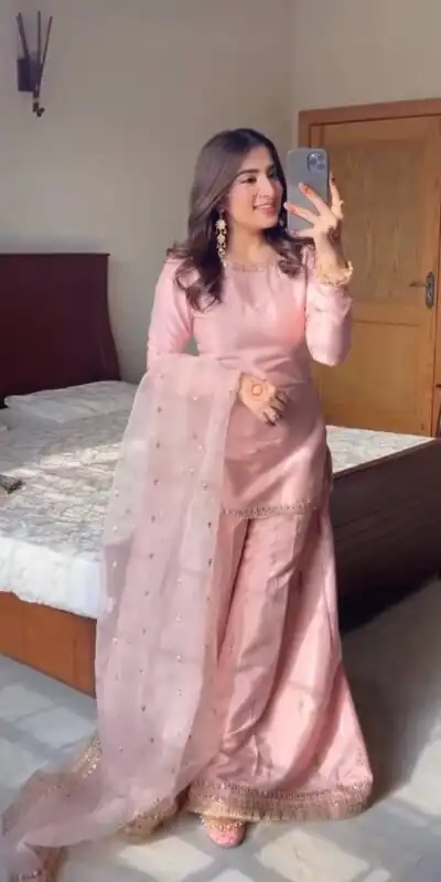 ST 199 Pink Dull Satin Salwar Suit Perfect for Wedding, Party, Reception, Raksha Bandhan, Eid – . Best Price ₹1999. Delivery 4-6 Working Days. Shop now | Jump Suits, Straight Suits, Casual Suits, Creative suits, Designer Suits, Palazzo Suits, Party Wear Suits, Patiala Suits, Salwar suit