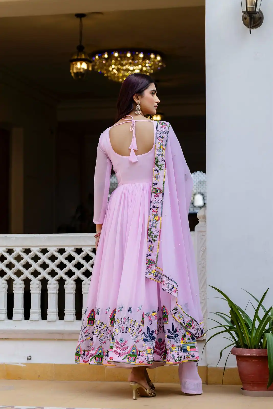 RR 41 Pink Faux Georgette Gown Perfect for Wedding, Party, Makar Sankranti, Karwa Chauth, Ethnic Day – . Now at just ₹2599. Delivery 4-6 Working D | Bollywood Gowns, Creative Gowns, Designer Gowns, Embroidered Gowns, Gowns, Party Wear Gowns