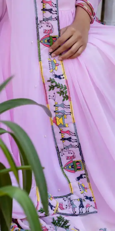 RR 41 Pink Faux Georgette Gown Perfect for Wedding, Party, Makar Sankranti, Karwa Chauth, Ethnic Day – . Now at just ₹2599. Delivery 4-6 Working D | Bollywood Gowns, Creative Gowns, Designer Gowns, Embroidered Gowns, Gowns, Party Wear Gowns