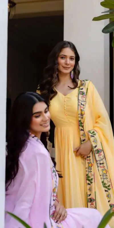 RR 41 Pink Faux Georgette Gown Perfect for Wedding, Party, Makar Sankranti, Karwa Chauth, Ethnic Day – . Now at just ₹2599. Delivery 4-6 Working D | Bollywood Gowns, Creative Gowns, Designer Gowns, Embroidered Gowns, Gowns, Party Wear Gowns