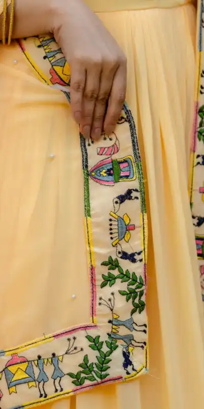 RR 41 Yellow Faux Georgette Gown Perfect for Wedding, Party, Makar Sankranti, Karwa Chauth, Ethnic Day – . Now at just ₹2599. Delivery 4-6 Working D | Bollywood Gowns, Creative Gowns, Designer Gowns, Embroidered Gowns, Gowns, Party Wear Gowns