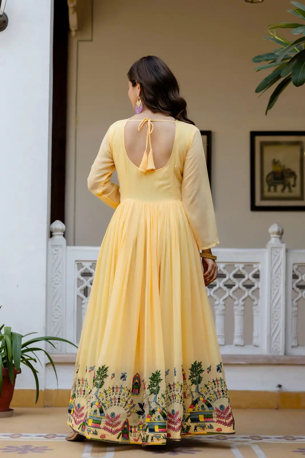 RR 41 Yellow Faux Georgette Gown Perfect for Wedding, Party, Makar Sankranti, Karwa Chauth, Ethnic Day – . Now at just ₹2599. Delivery 4-6 Working D | Bollywood Gowns, Creative Gowns, Designer Gowns, Embroidered Gowns, Gowns, Party Wear Gowns