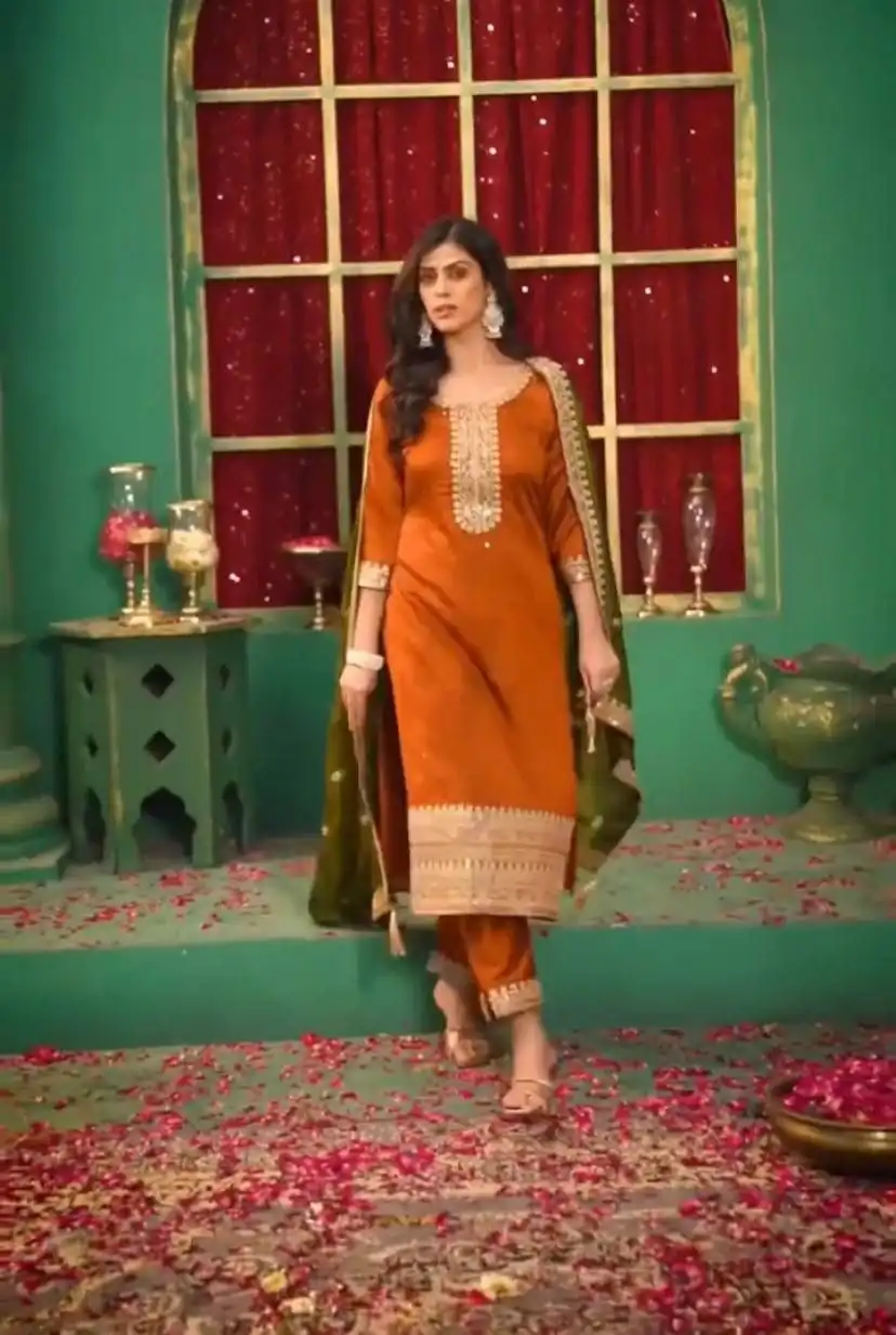 DC 96 Orange Color Chinon Silk Salwar Suit with Embroidery Work. Online Get it for ₹2149. Delivery 4-6 Working Days. Shop now. | Jump Suits, Straight Suits, Casual Suits, Creative suits, Designer Suits, Palazzo Suits, Party Wear Suits, Patiala Suits, Salwar suit