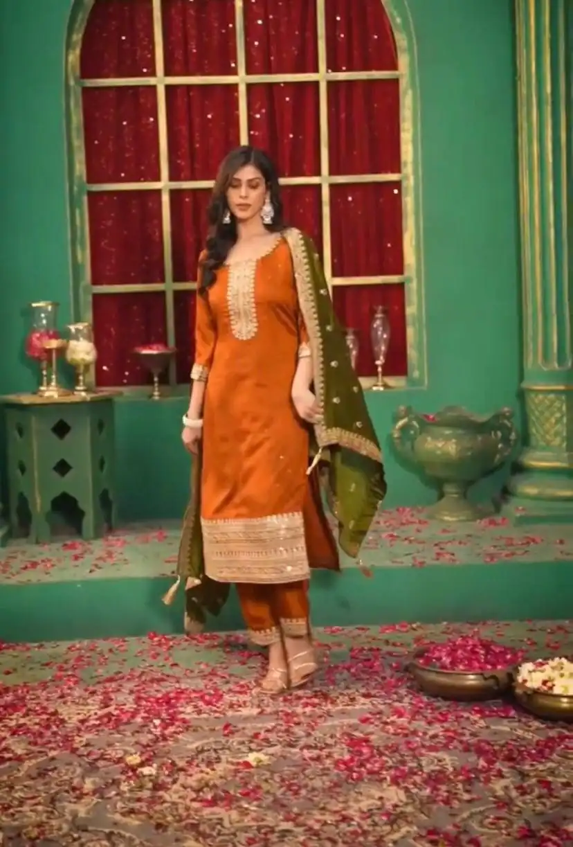 DC 96 Orange Color Chinon Silk Salwar Suit with Embroidery Work. Online Get it for ₹2149. Delivery 4-6 Working Days. Shop now. | Jump Suits, Straight Suits, Casual Suits, Creative suits, Designer Suits, Palazzo Suits, Party Wear Suits, Patiala Suits, Salwar suit