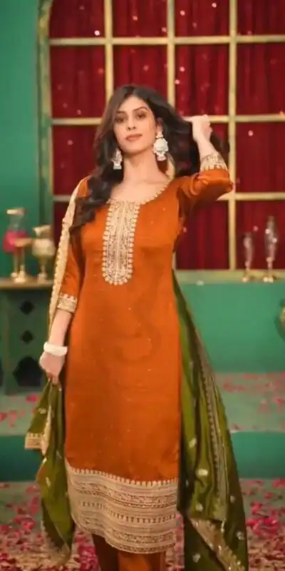 DC 96 Orange Color Chinon Silk Salwar Suit with Embroidery Work. Online Get it for ₹2149. Delivery 4-6 Working Days. Shop now. | Jump Suits, Straight Suits, Casual Suits, Creative suits, Designer Suits, Palazzo Suits, Party Wear Suits, Patiala Suits, Salwar suit