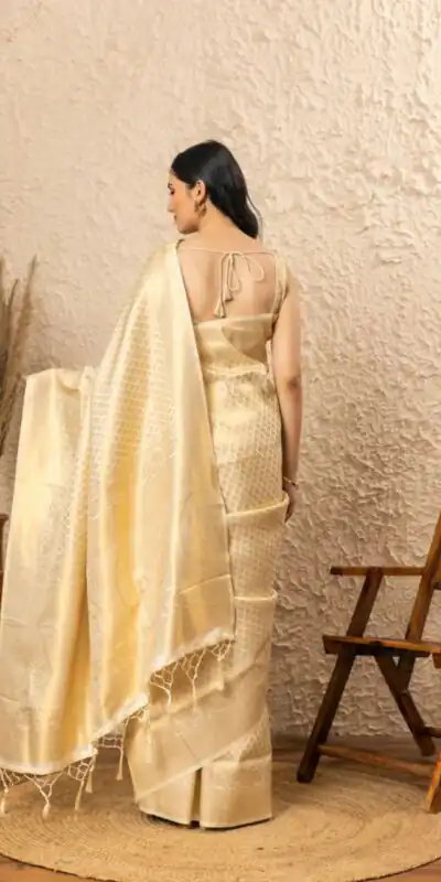 KPR 073 Off White Soft Lichi Silk Saree Perfect for Wedding, Party, Reception, Diwali, Ethnic Day – . Affordable Price ₹1299. Delivery 4-6 Working Days. | Bollywood Sarees, Creative Sarees, Designer Sarees, Embroidered Sarees, Ethnic Saree, Modern Digital sarees, Party Wear Sarees, Sarees