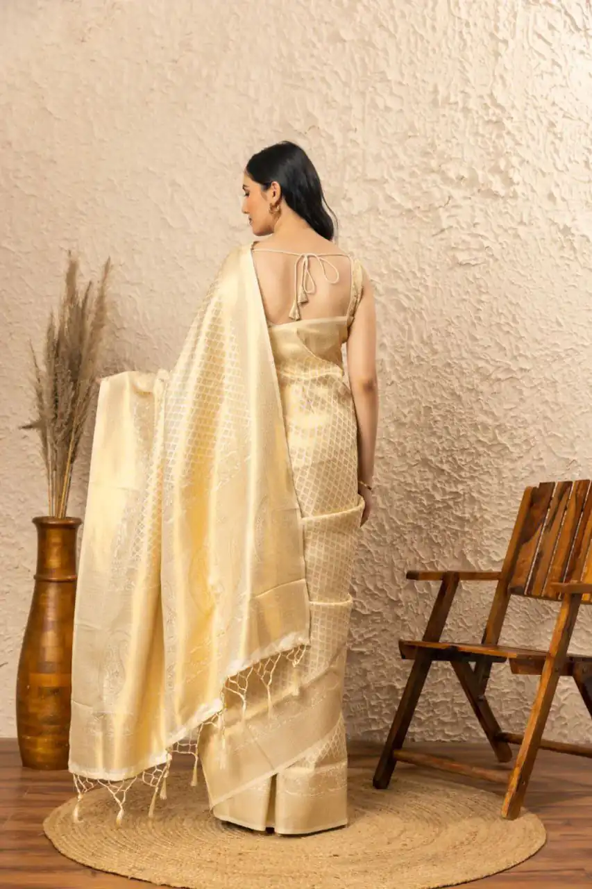 KPR 073 Off White Soft Lichi Silk Saree Perfect for Wedding, Party, Reception, Diwali, Ethnic Day – . Affordable Price ₹1299. Delivery 4-6 Working Days. | Bollywood Sarees, Creative Sarees, Designer Sarees, Embroidered Sarees, Ethnic Saree, Modern Digital sarees, Party Wear Sarees, Sarees