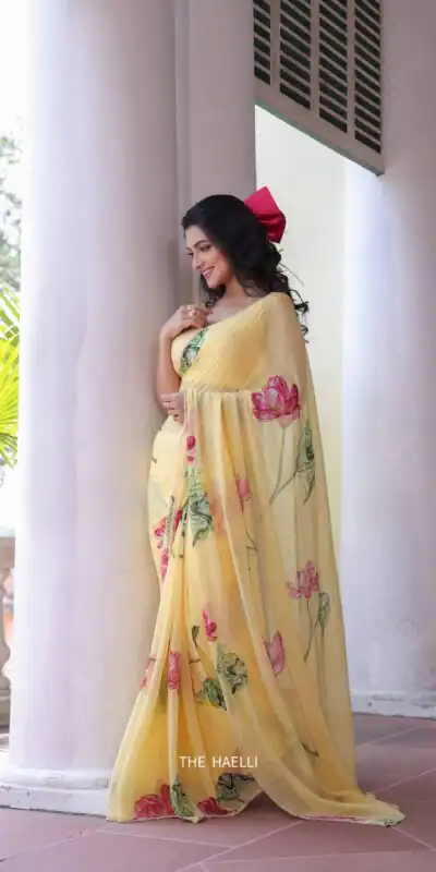 NC 5497 Yellow Soft Tebby Silk Saree. Perfect for Wedding, Party, Onam, Family Gatherings, Mehendi – Festive Deal ₹2049. Delivery 4-6 Working Days | Bollywood Sarees, Creative Sarees, Designer Sarees, Embroidered Sarees, Ethnic Saree, Modern Digital sarees, Party Wear Sarees, Sarees