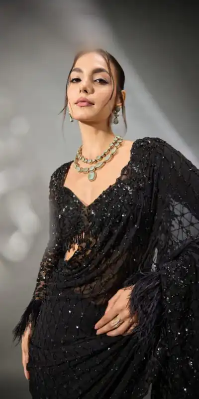 DF 3474 Black Faux Georgette Saree Perfect for Wedding, Party, Bridal Wear, Baisakhi, Raksha Bandhan –. Introductory Price ₹1799. Delivery 4-6 Workin | Bollywood Sarees, Creative Sarees, Designer Sarees, Embroidered Sarees, Ethnic Saree, Modern Digital sarees, Party Wear Sarees, Sarees