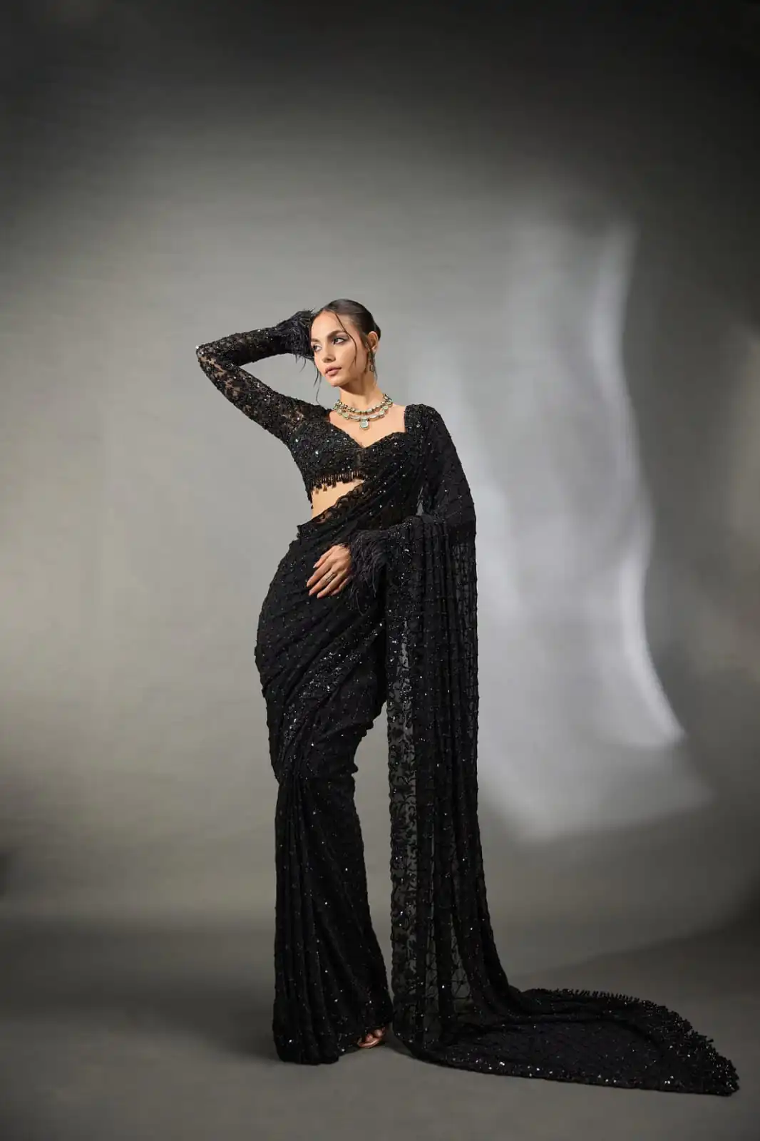 DF 3474 Black Faux Georgette Saree Perfect for Wedding, Party, Bridal Wear, Baisakhi, Raksha Bandhan –. Introductory Price ₹1799. Delivery 4-6 Workin | Bollywood Sarees, Creative Sarees, Designer Sarees, Embroidered Sarees, Ethnic Saree, Modern Digital sarees, Party Wear Sarees, Sarees