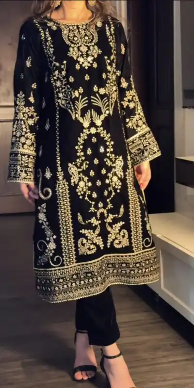NF 1271 Black Korean Satin Silk Salwar Suit with Lace Work & Embroidery Work. Exclusive Offer ₹2449. Delivery 4-6 Working Days. Shop now. | Jump Suits, Straight Suits, Casual Suits, Creative suits, Designer Suits, Palazzo Suits, Party Wear Suits, Patiala Suits, Salwar suit