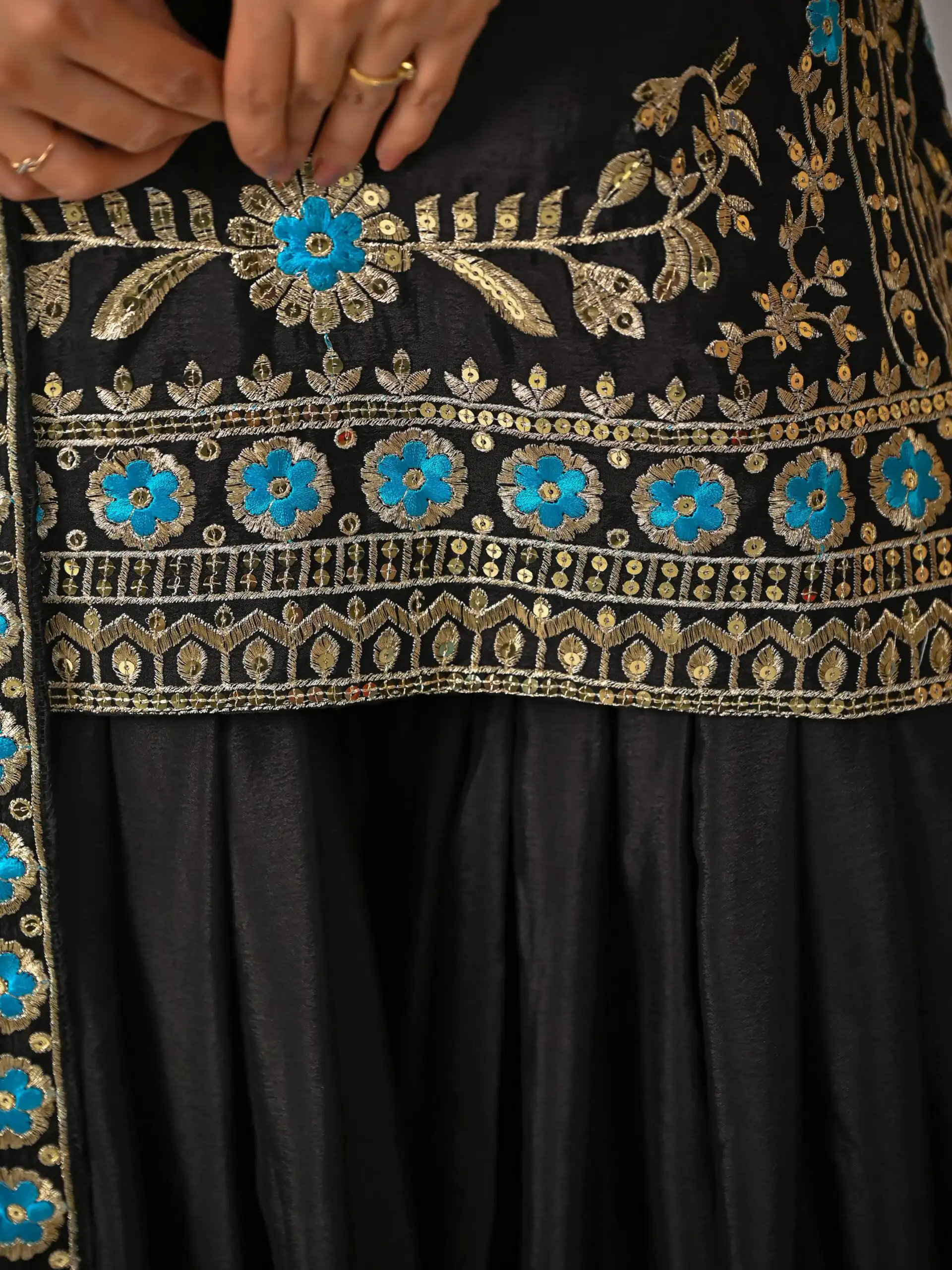 Black NC Vichitra Silk Embroidery Work Salwar Suit - Image 10