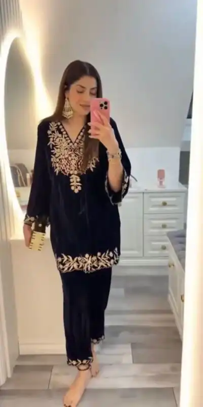 LG 2037 Black in Velvet Embroidery Work Salwar Suit. Wedding, Party, Festive, Events Get it for ₹1799. Delivery 4-6 Working Days. Shop now. | Jump Suits, Straight Suits, Tops & Bottoms, Track Suits, Trendy Wear, Casual Suits, Creative suits, Designer Suits, Palazzo Suits, Party Wear Suits, Patiala Suits, Salwar suit