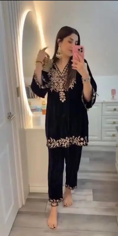 LG 2037 Black in Velvet Embroidery Work Salwar Suit. Wedding, Party, Festive, Events Get it for ₹1799. Delivery 4-6 Working Days. Shop now. | Jump Suits, Straight Suits, Tops & Bottoms, Track Suits, Trendy Wear, Casual Suits, Creative suits, Designer Suits, Palazzo Suits, Party Wear Suits, Patiala Suits, Salwar suit