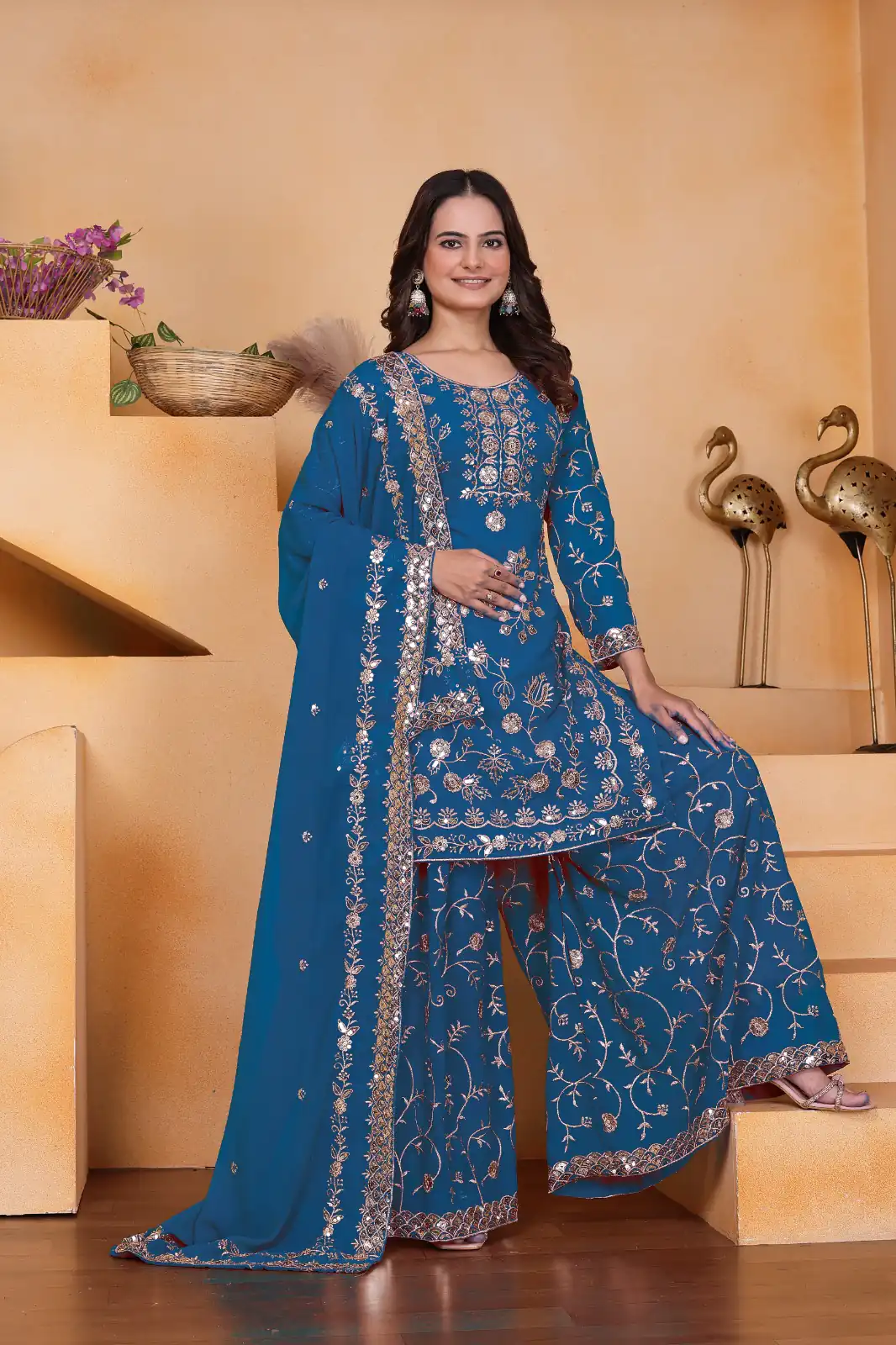 FE 99 Blue Color Fox Georgette Salwar Suit with Embroidery Work. Online Now at just ₹2549. Delivery 4-6 Working Days. Shop now. | Jump Suits, Straight Suits, Casual Suits, Creative suits, Designer Suits, Palazzo Suits, Party Wear Suits, Patiala Suits, Salwar suit