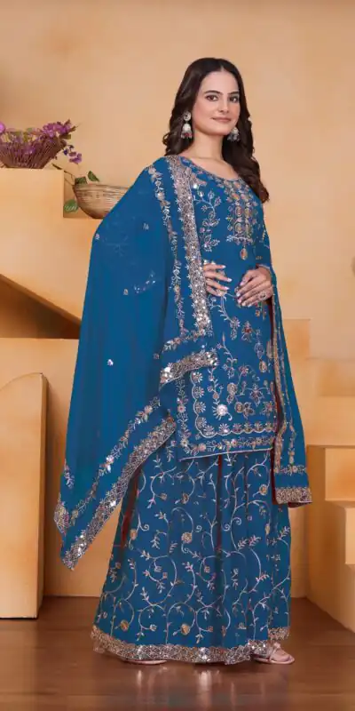 FE 99 Blue Color Fox Georgette Salwar Suit with Embroidery Work. Online Now at just ₹2549. Delivery 4-6 Working Days. Shop now. | Jump Suits, Straight Suits, Casual Suits, Creative suits, Designer Suits, Palazzo Suits, Party Wear Suits, Patiala Suits, Salwar suit