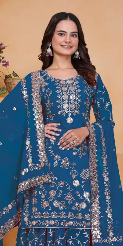 FE 99 Blue Color Fox Georgette Salwar Suit with Embroidery Work. Online Now at just ₹2549. Delivery 4-6 Working Days. Shop now. | Jump Suits, Straight Suits, Casual Suits, Creative suits, Designer Suits, Palazzo Suits, Party Wear Suits, Patiala Suits, Salwar suit