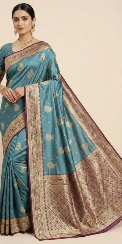 MB 13 Blue Color Smooth Satin Gold Butta Zari Work Saree. Online Special Price ₹2149. Delivery 4-6 Working Days. Shop now. | Bollywood Sarees, Creative Sarees, Designer Sarees, Embroidered Sarees, Ethnic Saree, Modern Digital sarees, Party Wear Sarees, Sarees