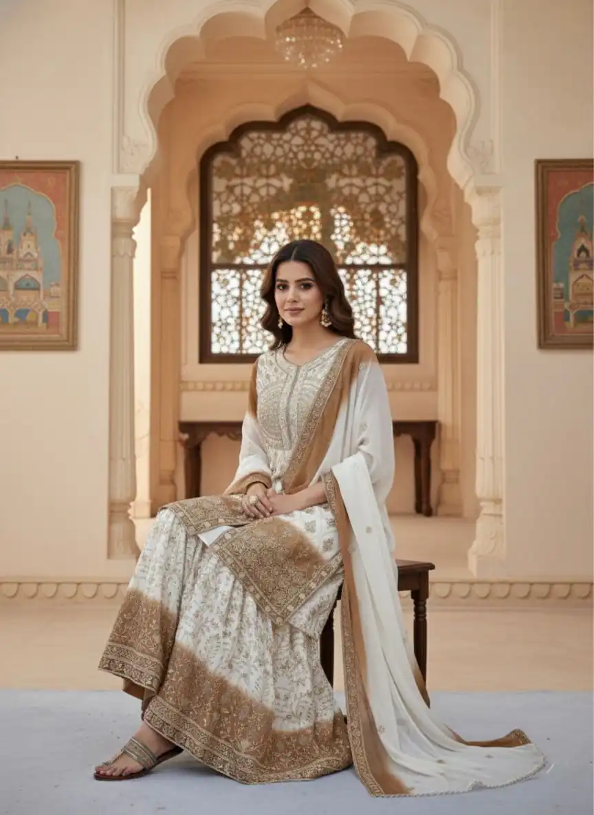 AD 224 Brown Color Dual Tone Star Georgette Salwar Suit with Embroidery Work. Affordable Price ₹2399. Delivery 4-6 Working Days. Shop now. | Jump Suits, Straight Suits, Casual Suits, Creative suits, Designer Suits, Palazzo Suits, Party Wear Suits, Patiala Suits, Salwar suit