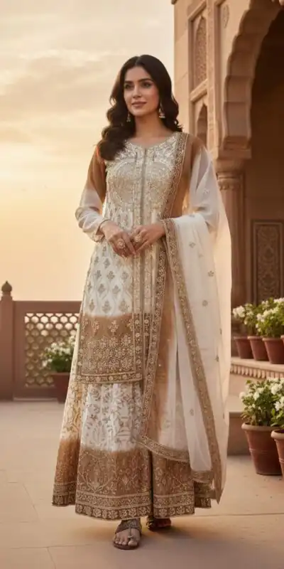 AD 224 Brown Color Dual Tone Star Georgette Salwar Suit with Embroidery Work. Affordable Price ₹2399. Delivery 4-6 Working Days. Shop now. | Jump Suits, Straight Suits, Casual Suits, Creative suits, Designer Suits, Palazzo Suits, Party Wear Suits, Patiala Suits, Salwar suit