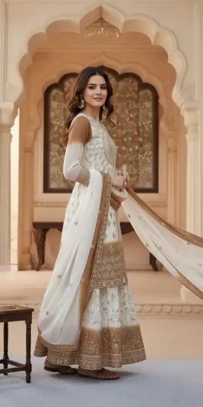 AD 224 Brown Color Dual Tone Star Georgette Salwar Suit with Embroidery Work. Affordable Price ₹2399. Delivery 4-6 Working Days. Shop now. | Jump Suits, Straight Suits, Casual Suits, Creative suits, Designer Suits, Palazzo Suits, Party Wear Suits, Patiala Suits, Salwar suit