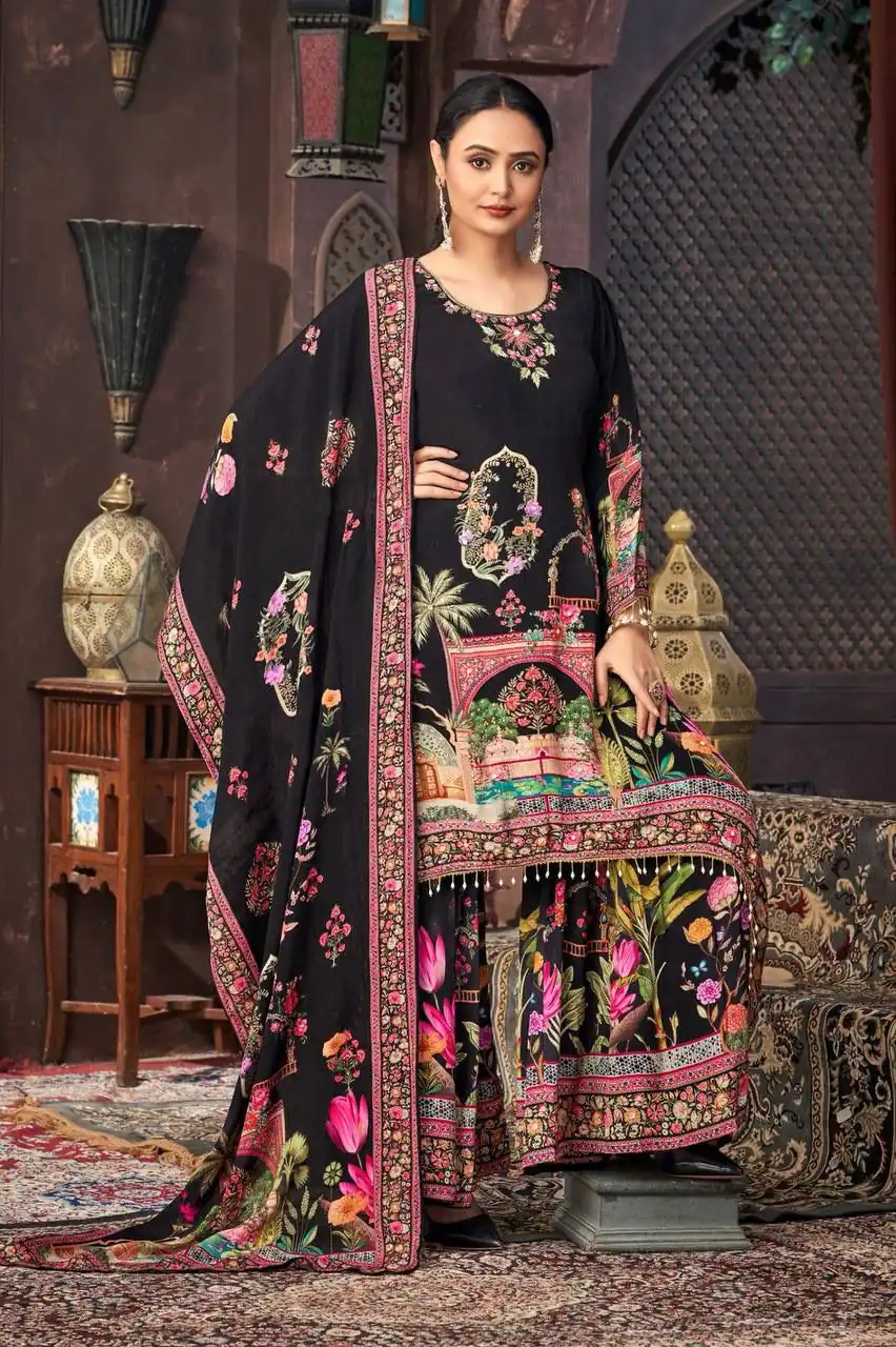 ST 217 Black Georgette Salwar Suit Perfect for Wedding, Party, Lohri, Pooja, Cultural Events – . Get it for ₹1999. Delivery 4-6 Working Days. Shop n | Jump Suits, Straight Suits, Casual Suits, Creative suits, Designer Suits, Palazzo Suits, Party Wear Suits, Patiala Suits, Salwar suit
