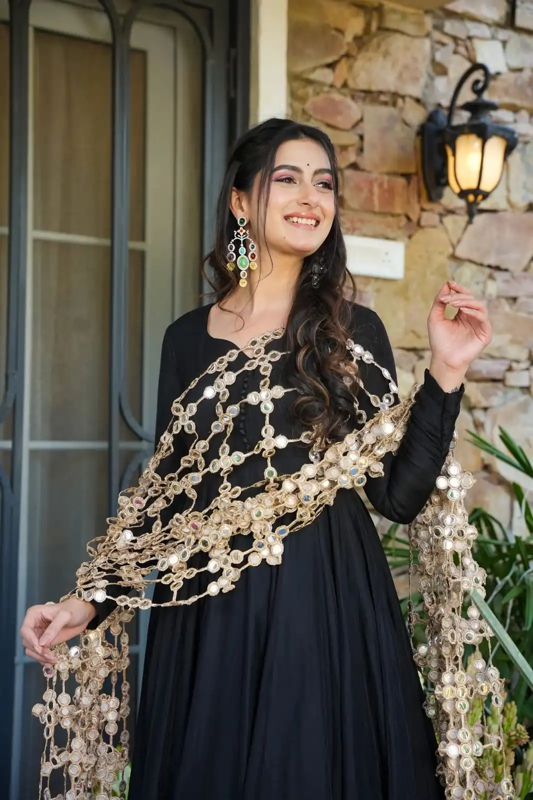 JF 036 Black Color Classic Roman Silk Gown with Embroidery Work. Available at ₹2599 only. Delivery 4-6 Working Days. Shop now. | Bollywood Gowns, Creative Gowns, Designer Gowns, Embroidered Gowns, Gowns, Party Wear Gowns