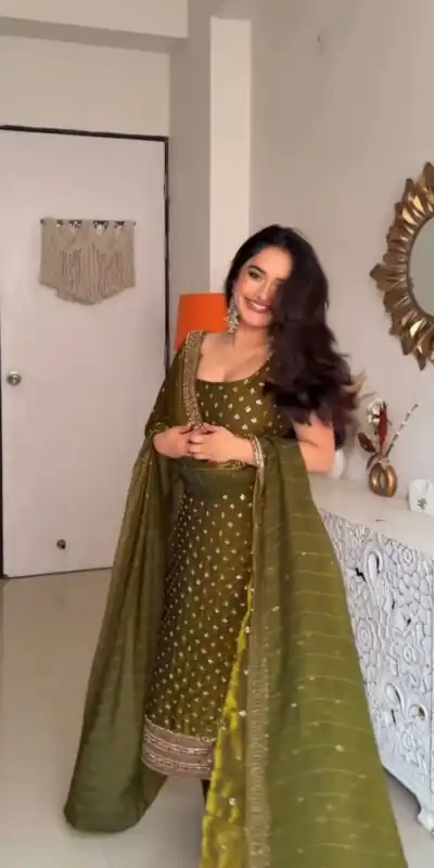 ZSR 3163 Mehendi Mehendi Fendy Silk Salwar Suit with Mirror Work & Embroidery Work. Best Price ₹2099. Delivery 4-6 Working Days. Shop now. | Jump Suits, Straight Suits, Casual Suits, Creative suits, Designer Suits, Palazzo Suits, Party Wear Suits, Patiala Suits, Salwar suit