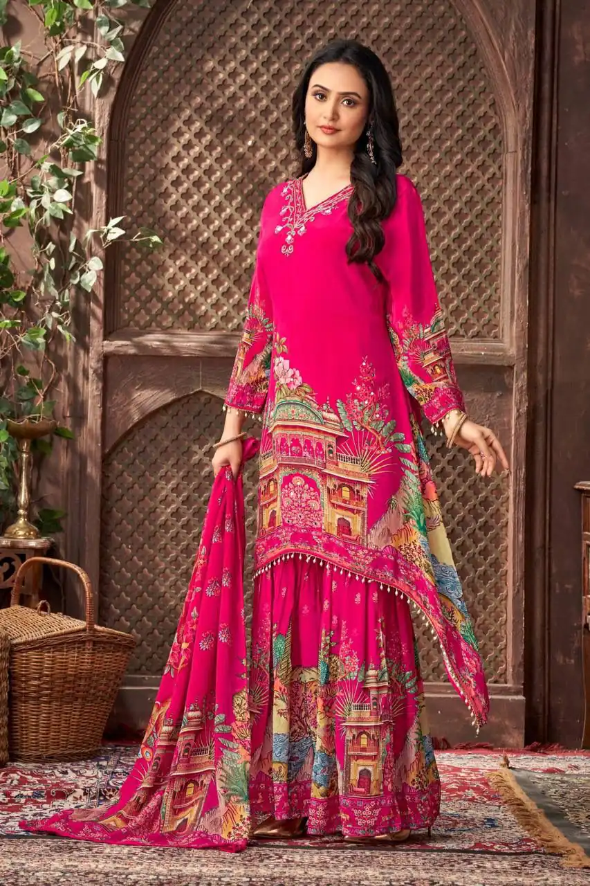 ST 217 Pink Georgette Salwar Suit Perfect for Wedding, Party, Lohri, Pooja, Cultural Events – . Get it for ₹1999. Delivery 4-6 Working Days. Shop n | Jump Suits, Straight Suits, Casual Suits, Creative suits, Designer Suits, Palazzo Suits, Party Wear Suits, Patiala Suits, Salwar suit