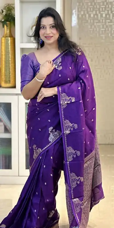 KP 6085 Purple Pink Lichi Silk Saree with Lace Border & Lace Work. Special Price ₹1449. Delivery 4-6 Working Days. Shop now. | Bollywood Sarees, Creative Sarees, Designer Sarees, Embroidered Sarees, Ethnic Saree, Modern Digital sarees, Party Wear Sarees, Sarees