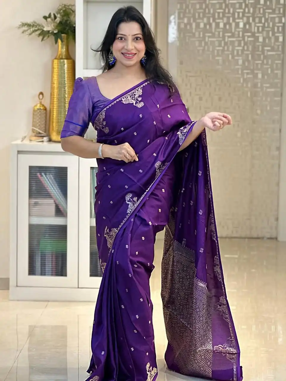 KP 6085 Purple Pink Lichi Silk Saree with Lace Border & Lace Work. Special Price ₹1449. Delivery 4-6 Working Days. Shop now. | Bollywood Sarees, Creative Sarees, Designer Sarees, Embroidered Sarees, Ethnic Saree, Modern Digital sarees, Party Wear Sarees, Sarees