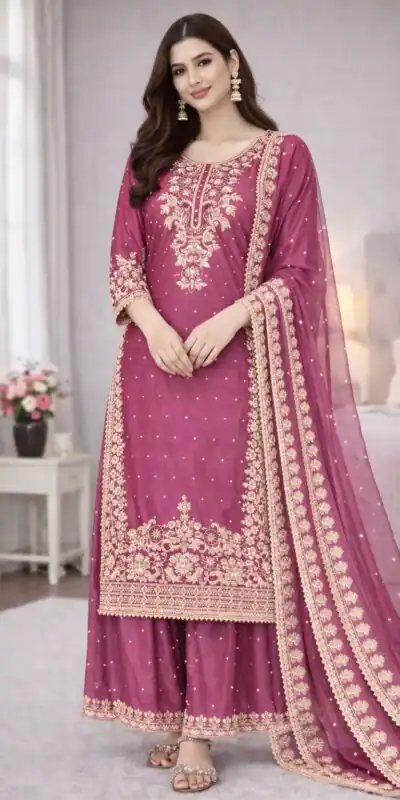 SSR 535 Rani Pink Color in Organza Silk Embroidery Work Salwar Suit . Available at ₹2399 only. Delivery 4-6 Working Days. Shop now. | Jump Suits, Straight Suits, Casual Suits, Creative suits, Designer Suits, Palazzo Suits, Party Wear Suits, Patiala Suits, Salwar suit