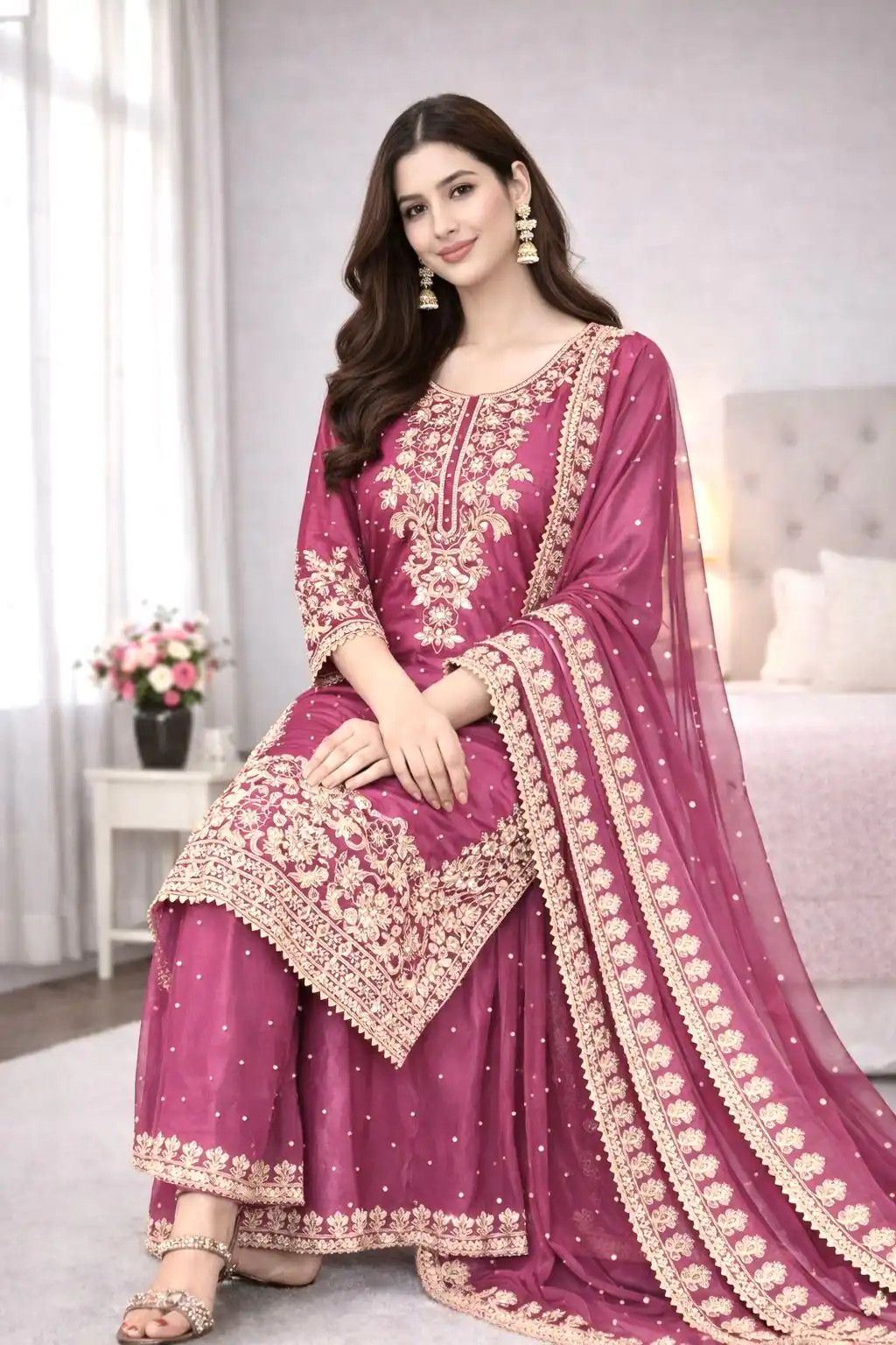 SSR 535 Rani Pink Color in Organza Silk Embroidery Work Salwar Suit . Available at ₹2399 only. Delivery 4-6 Working Days. Shop now. | Jump Suits, Straight Suits, Casual Suits, Creative suits, Designer Suits, Palazzo Suits, Party Wear Suits, Patiala Suits, Salwar suit