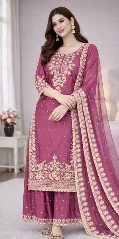 SSR 535 Rani Pink Color in Organza Silk Embroidery Work Salwar Suit . Available at ₹2399 only. Delivery 4-6 Working Days. Shop now. | Jump Suits, Straight Suits, Casual Suits, Creative suits, Designer Suits, Palazzo Suits, Party Wear Suits, Patiala Suits, Salwar suit