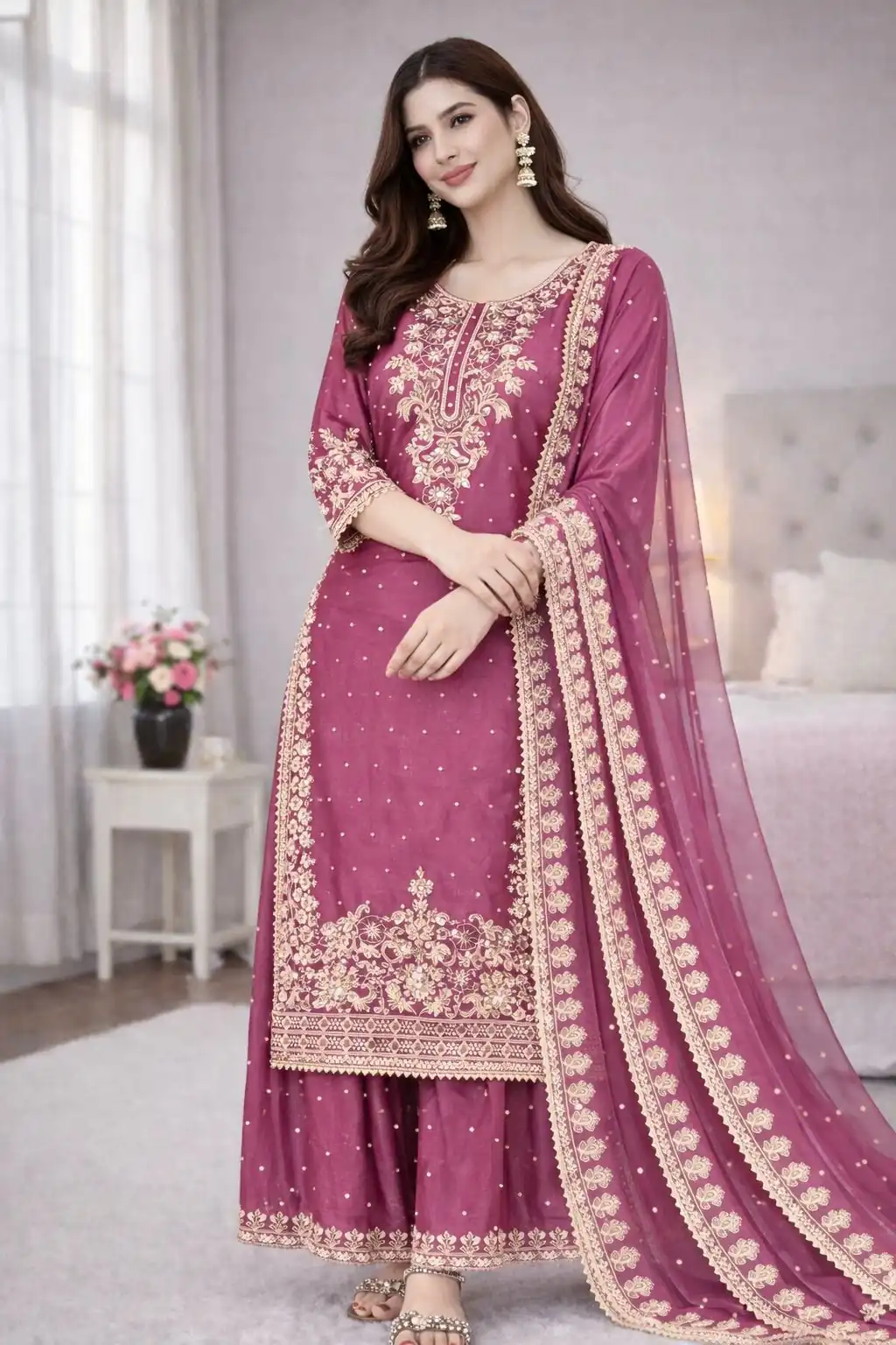 SSR 535 Rani Pink Color in Organza Silk Embroidery Work Salwar Suit . Available at ₹2399 only. Delivery 4-6 Working Days. Shop now. | Jump Suits, Straight Suits, Casual Suits, Creative suits, Designer Suits, Palazzo Suits, Party Wear Suits, Patiala Suits, Salwar suit