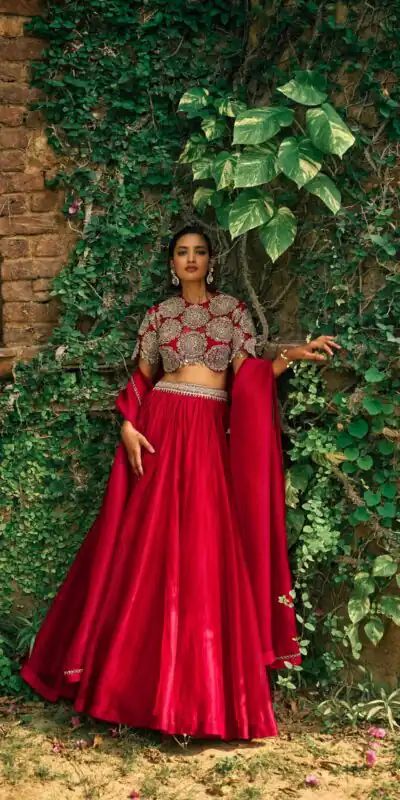 FB L373 Red Color Classic Roman Silk Lehenga Choli with Embroidery Work. Available at ₹3049 only. Delivery 4-6 Working Days. Shop now. | Bollywood Lehenga, Creative Lehenga, Designer Lehenga, Embroidered Lehenga, Lehenga, Party Wear Lehenga