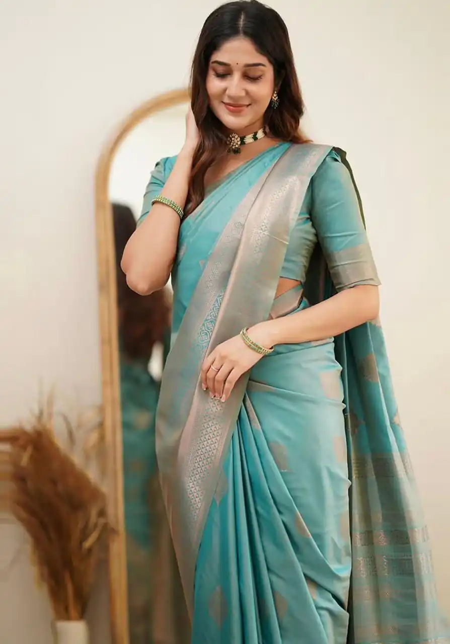 KP 6015 Sky Blue Soft Lichi Silk Saree with Lace Border & Lace Work. Special Price ₹1349. Delivery 4-6 Working Days. Shop now. | Bollywood Sarees, Creative Sarees, Designer Sarees, Embroidered Sarees, Ethnic Saree, Modern Digital sarees, Party Wear Sarees, Sarees