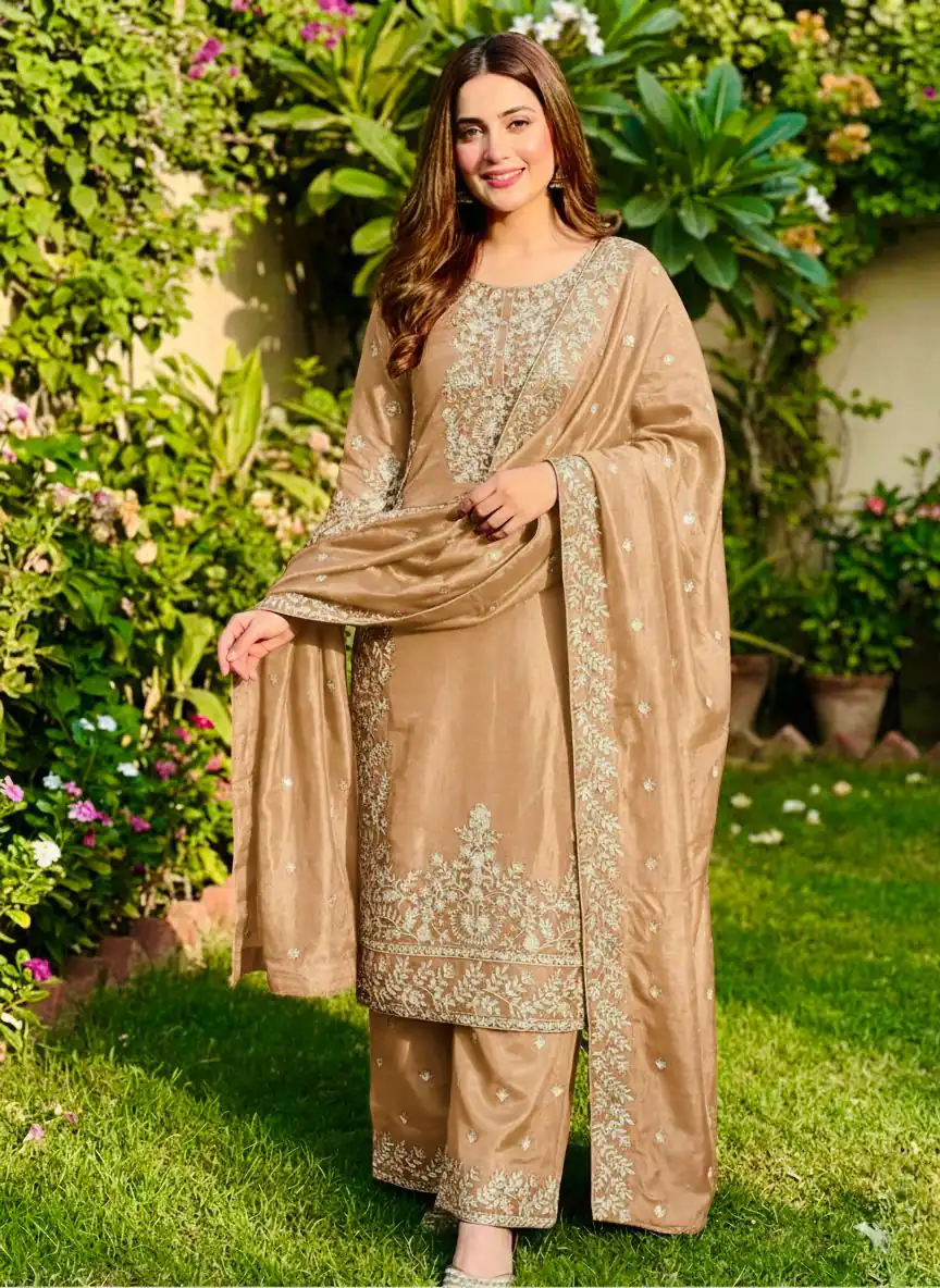 SRK 5316 Cream Organza Silk Salwar Suit Perfect for Wedding, Party, Makar Sankranti, Eid, Durga Puja – . Affordable Price ₹2149. Delivery 4-6 Workin | Jump Suits, Straight Suits, Casual Suits, Creative suits, Designer Suits, Palazzo Suits, Party Wear Suits, Patiala Suits, Salwar suit
