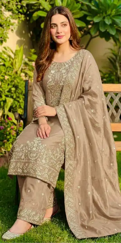 SRK 5316 Cream Organza Silk Salwar Suit Perfect for Wedding, Party, Makar Sankranti, Eid, Durga Puja – . Affordable Price ₹2149. Delivery 4-6 Workin | Jump Suits, Straight Suits, Casual Suits, Creative suits, Designer Suits, Palazzo Suits, Party Wear Suits, Patiala Suits, Salwar suit